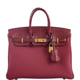 Hermes Birkin Touch 25 Rouge Grenat Matte Alligator and Togo Gold Hardware