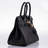 HermesBirkin Touch 30 Black Novillo & Niloticus Crocodile Rose Gold Hardware - 2020, Y