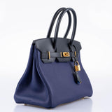 HermesBirkin Touch 30 Bleu (Blue) Encre Sombrero & Bleu Obscur Taurillon Clemence Gold Hardware - 2020, Y