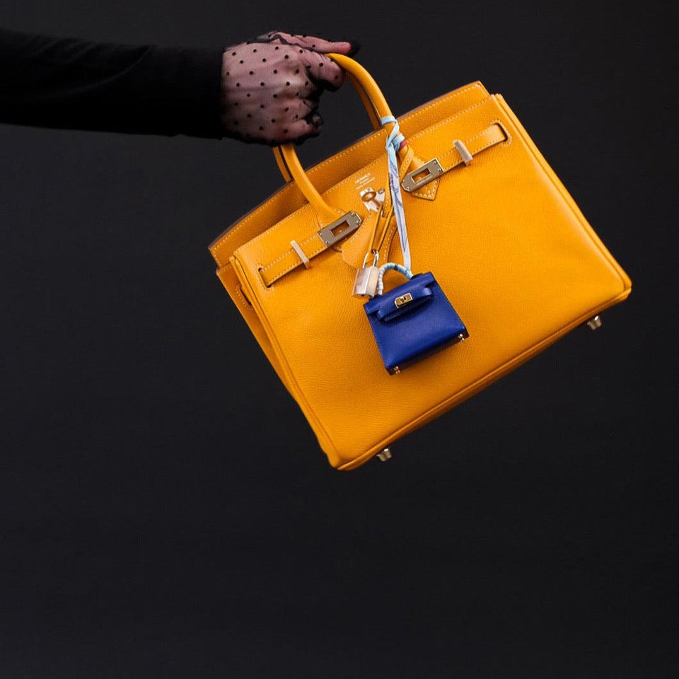 Hermes Candy Birkin 25 Jaune d'Or Epsom and Potiron Permabrass Hardware