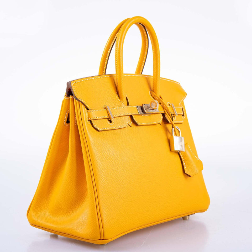 Hermes Candy Birkin 25 Jaune d'Or Epsom and Potiron Permabrass Hardware