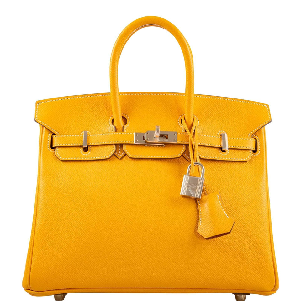 Hermes Candy Birkin 25 Jaune d'Or Epsom and Potiron Permabrass Hardware