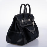 Hermes Cargo Birkin 25 Black Toile Goeland and Swift Palladium Hardware