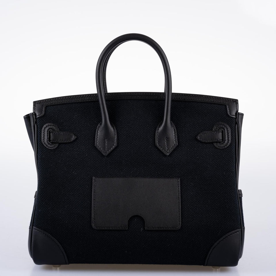 Hermes Cargo Birkin 25 Black Toile Goeland and Swift Palladium Hardware