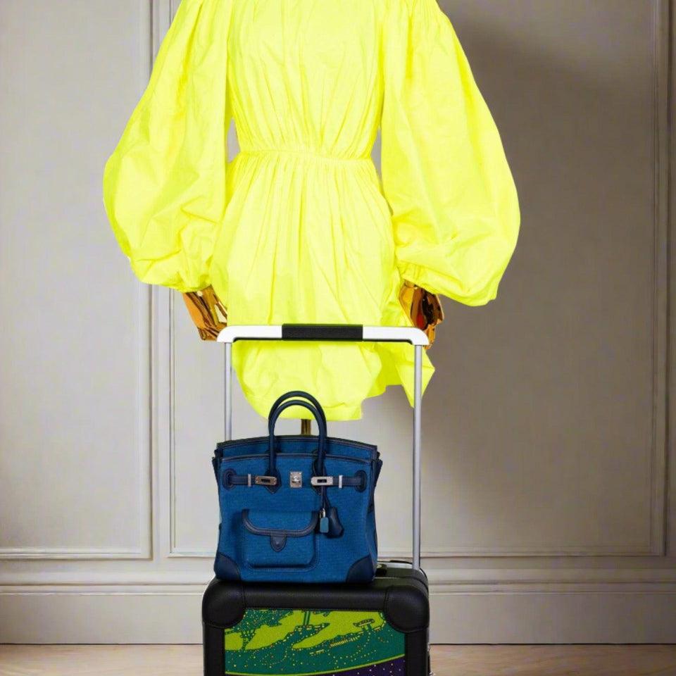 Hermes Cargo Birkin 25 Blue Egee Toile Goeland & Navy Swift Palladium Hardware