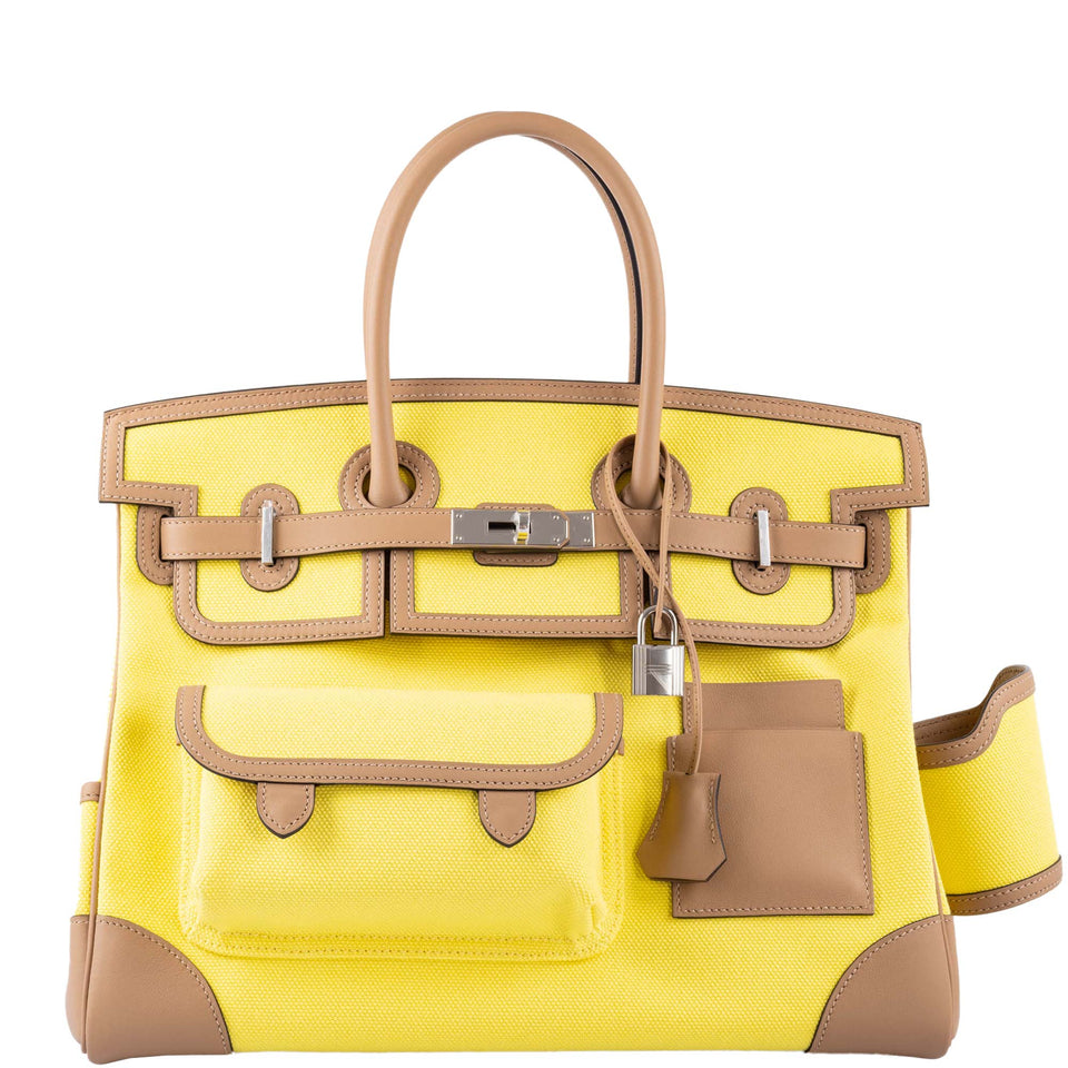 Hermes Cargo Birkin 35 Chai Swift and Jaune Citron Toile Goeland Palladium Hardware