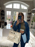 Hermes Cargo Birkin 35 Nata Toile Goeland and Swift Palladium Hardware