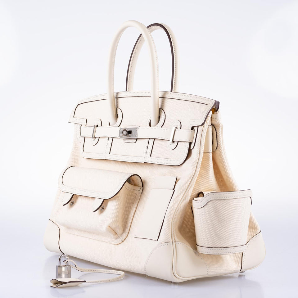 Hermes Cargo Birkin 35 Nata Toile Goeland and Swift Palladium Hardware
