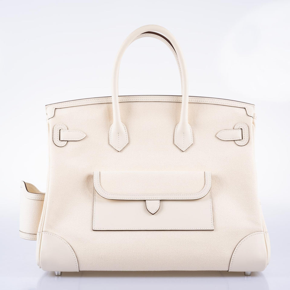 Hermes Cargo Birkin 35 Nata Toile Goeland and Swift Palladium Hardware