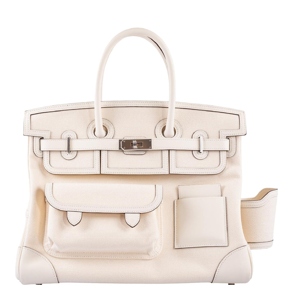 Hermes Cargo Birkin 35 Nata Toile Goeland and Swift Palladium Hardware