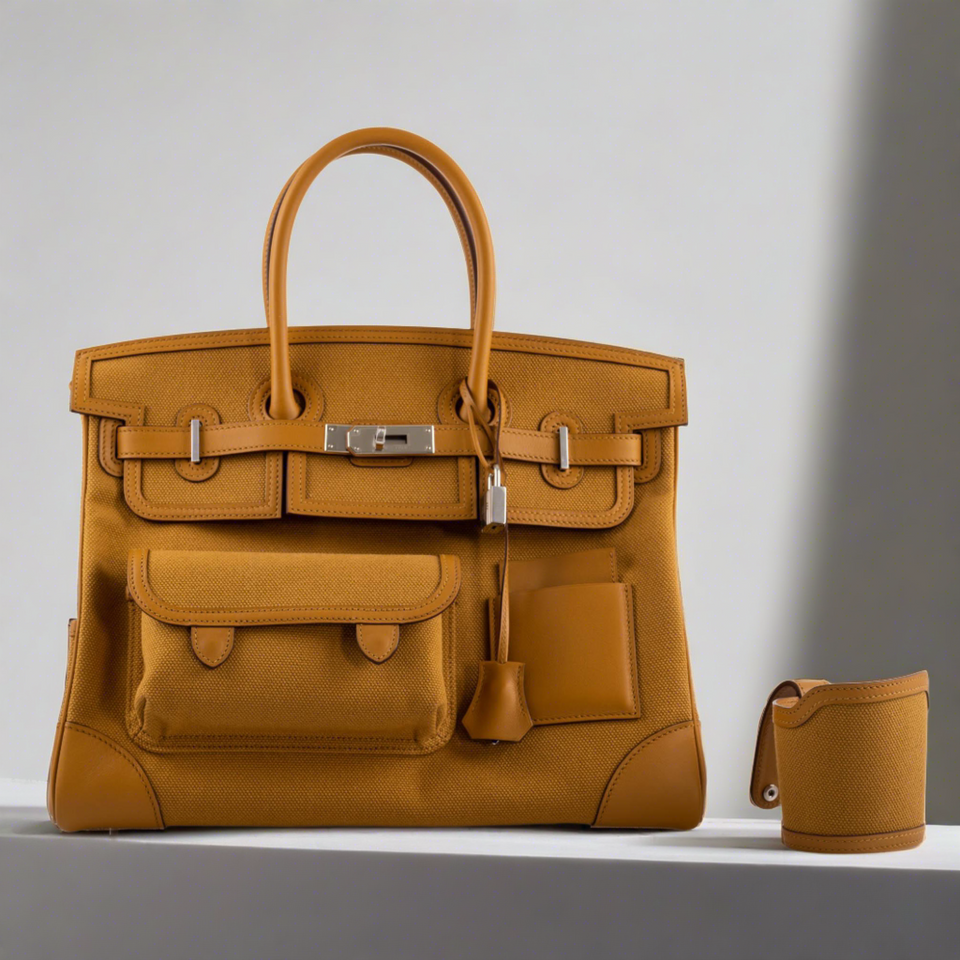 Hermes Cargo Birkin 35 Sesame Swift and Toile Goeland Palladium Hardware