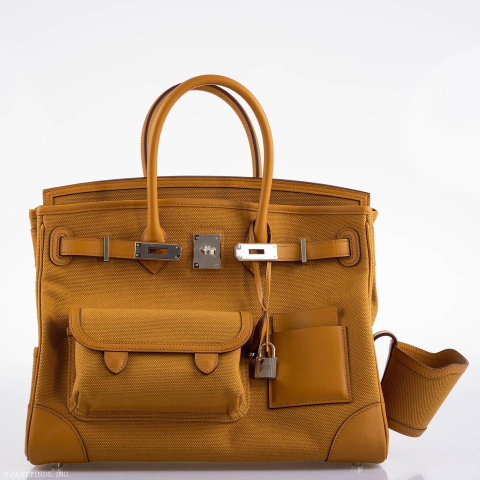 Hermes Cargo Birkin 35 Sesame Swift and Toile Goeland Palladium Hardware