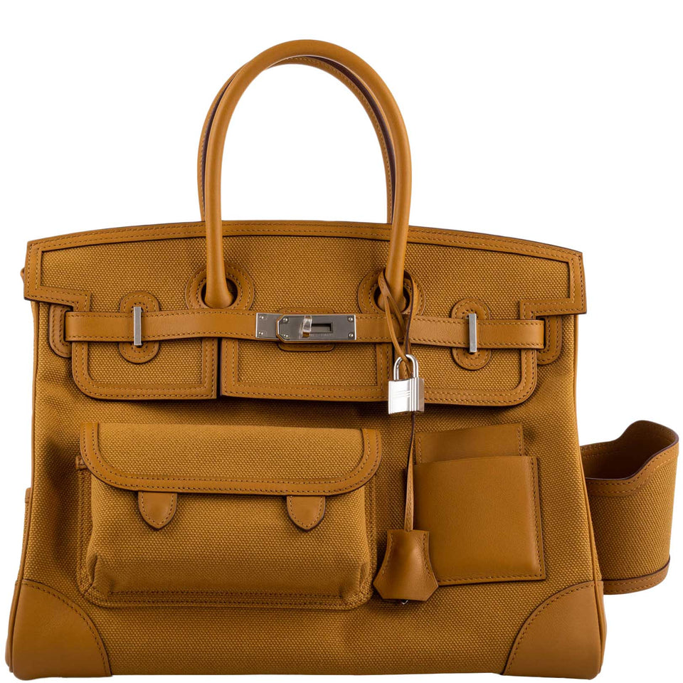 Hermes Cargo Birkin 35 Sesame Swift and Toile Goeland Palladium Hardware