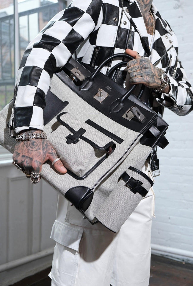 Hermes Cargo HAC Birkin 40 Black Box and Toile Palladium Hardware