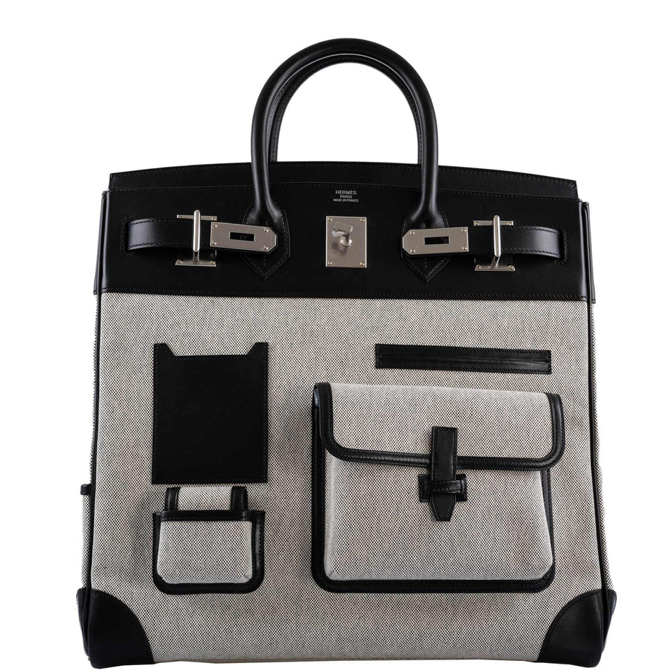 Hermes Cargo HAC Birkin 40 Black Box and Toile Palladium Hardware