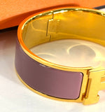 Hermes CLIC CLAC H ENAMEL WIDE GOLD PLATED CUFF BRACELET