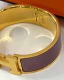 Hermes CLIC CLAC H ENAMEL WIDE GOLD PLATED CUFF BRACELET