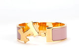 Hermes CLIC CLAC H ENAMEL WIDE GOLD PLATED CUFF BRACELET