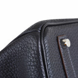 Hermes Club Birkin 35 Indigo Fjord, Barenia Leather & Crinoline Palladium Hardware - 2013, Q Square