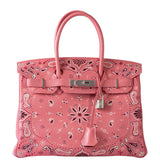 HermesCustom Painted Birkin 30 Pink Bandana Togo Palladium Hardware - JaneFinds Custom Shop