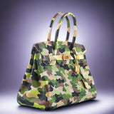 Hermes Custom Swarovski Crystal Camo Birkin 30 Green Togo Gold Hardware
