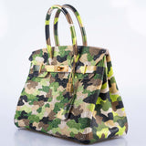 Hermes Custom Swarovski Crystal Camo Birkin 30 Green Togo Gold Hardware