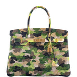 Hermes Custom Swarovski Crystal Camo Birkin 30 Green Togo Gold Hardware