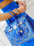 Hermes Custom Swarovski Crystal Cowgirl Bandana Birkin 30 Blue Togo Palladium Hardware