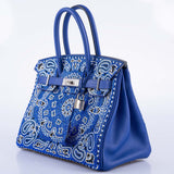 Hermes Custom Swarovski Crystal Cowgirl Bandana Birkin 30 Blue Togo Palladium Hardware