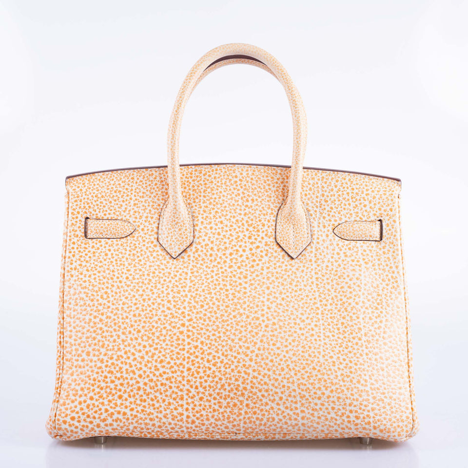 Hermes Dalmatian Birkin 30 Orange H Buffalo Palladium Hardware