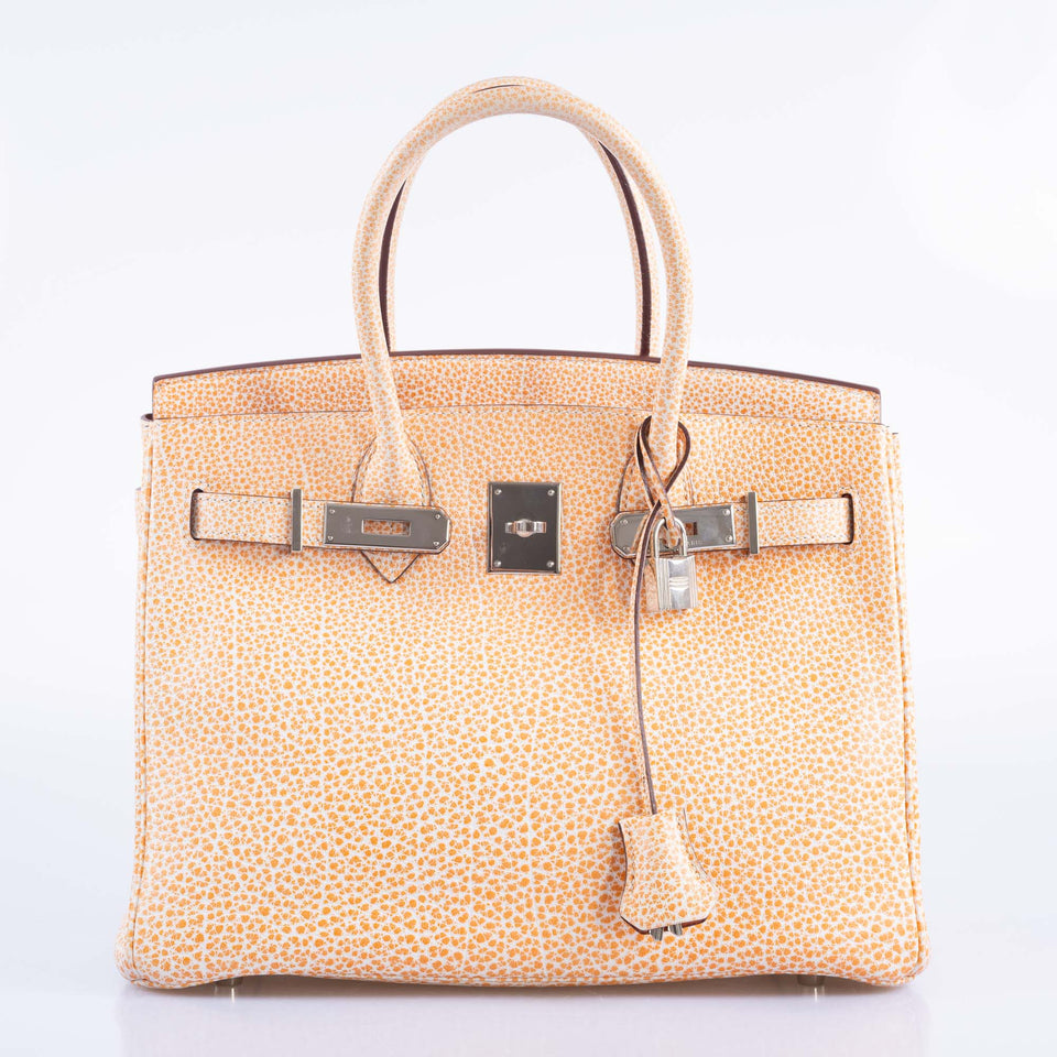 Hermes Dalmatian Birkin 30 Orange H Buffalo Palladium Hardware