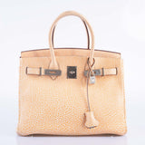 Hermes Dalmatian Birkin 30 Orange H Buffalo Palladium Hardware