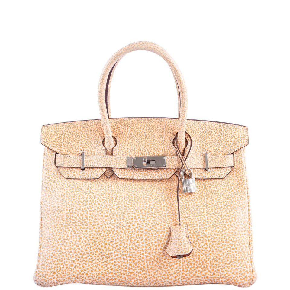 Hermes Dalmatian Birkin 30 Orange H Buffalo Palladium Hardware