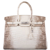 Hermes Diamond Himalaya Birkin 35 Matte Nilo Crocodile 18K White Gold Diamond Hardware
