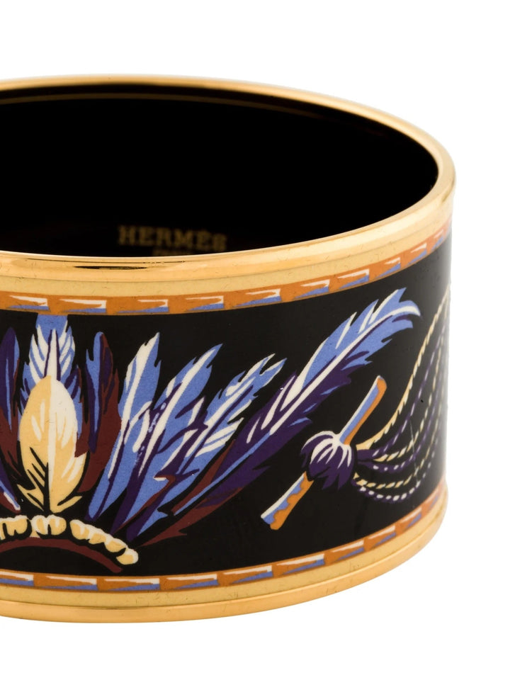 Hermes ENAMEL & 18K GOLD PLATED BRAZIL WIDE BANGLE BRACELET