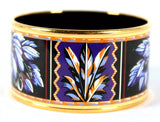 Hermes ENAMEL & 18K GOLD PLATED BRAZIL WIDE BANGLE BRACELET