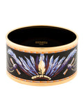 Hermes ENAMEL & 18K GOLD PLATED BRAZIL WIDE BANGLE BRACELET