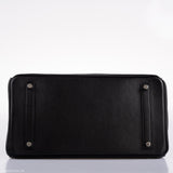 Hermes Ghillies Birkin 35 Black Togo & Evergrain with Palladium Hardware - 2015, T
