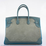Hermes Ghillies Birkin 35 Ciel Doblis, Turquoise Togo and Bleu Jean Swift Palladium Hardware