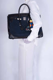 Hermes Ghillies Birkin 40 Indigo Denim and Black Tadelakt Brushed Palladium Hardware