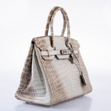 HermesGris Cendre Himalaya Birkin 30 Matte Nilo Crocodile with Palladium Hardware - 2013, Q Square