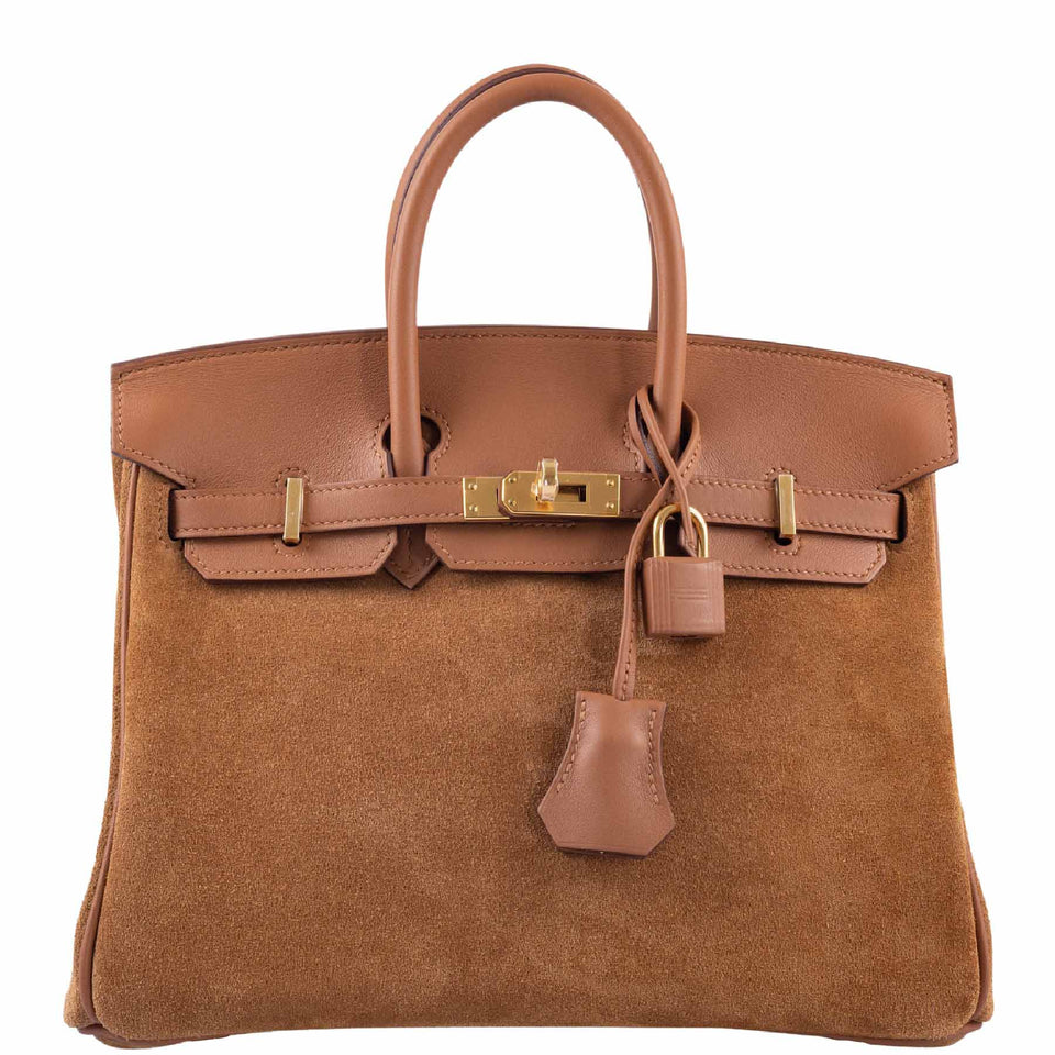 Hermes Grizzly Birkin 25 Gold Grizzly Suede and Swift Gold Hardware