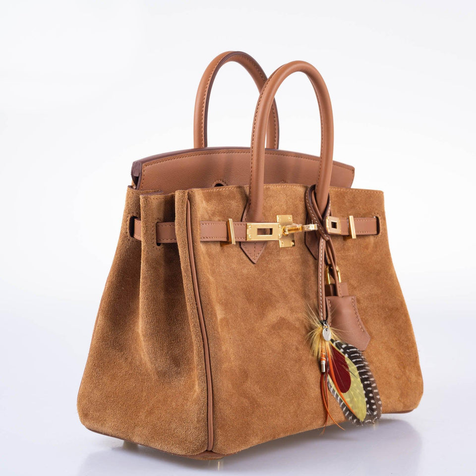 Hermes Grizzly Birkin 25 Gold Grizzly Suede and Swift Gold Hardware