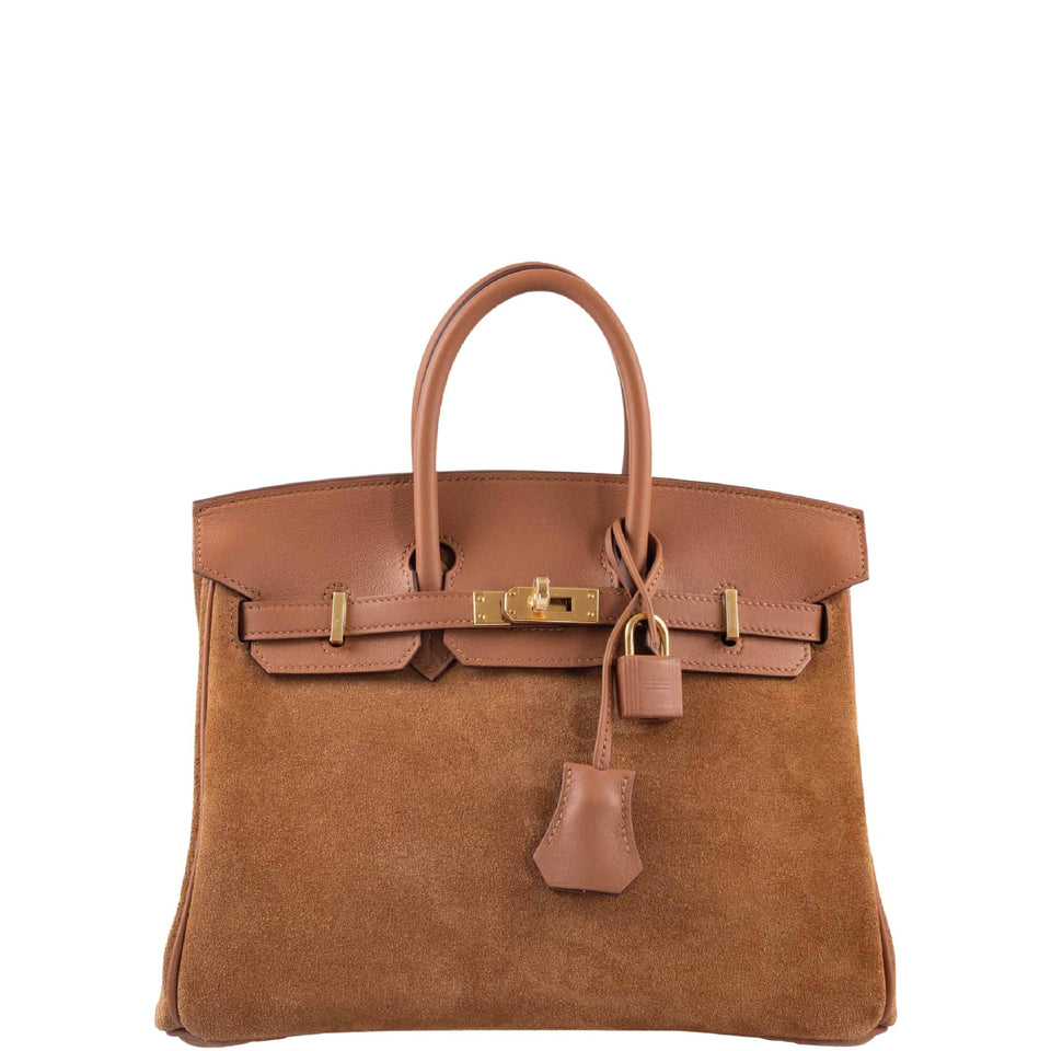 Hermes Grizzly Birkin 25 Gold Grizzly Suede and Swift Gold Hardware
