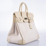 Hermes HAC Birkin 32 Parchemin Ostrich and Toile Brushed Palladium Hardware