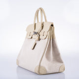 Hermes HAC Birkin 32 Parchemin Ostrich and Toile Brushed Palladium Hardware