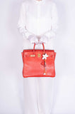 Hermes HAC Birkin 32 Rouge Vif Ostrich Gold Hardware