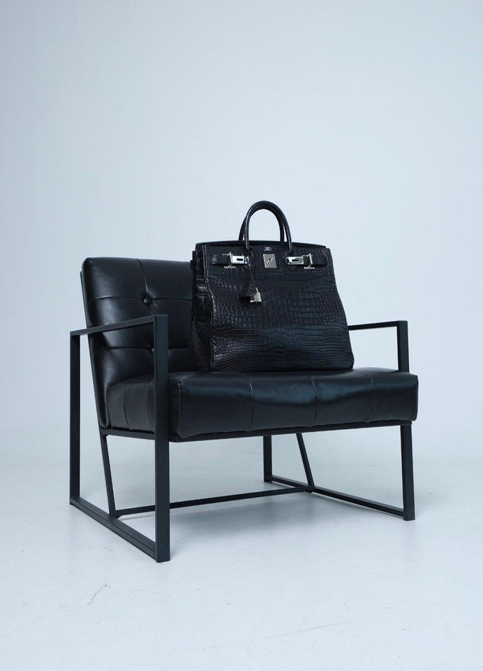 Hermes HAC Birkin 40 Black Matte Porosus Crocodile Palladium Hardware