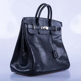 Hermes HAC Birkin 40 Black Shiny Lizard Palladium Hardware