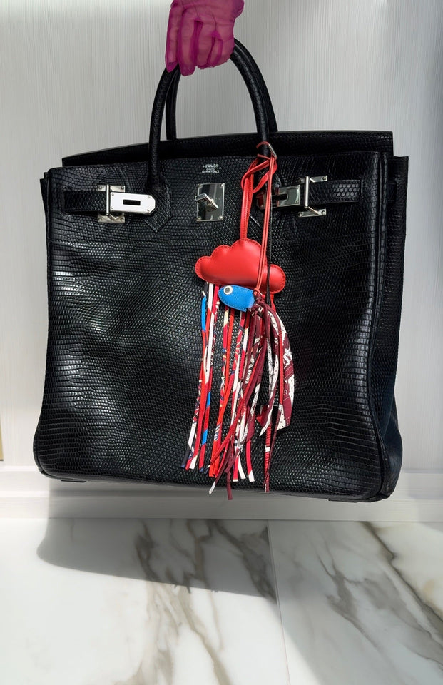 Hermes HAC Birkin 40 Black Shiny Lizard Palladium Hardware